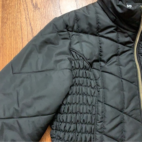 INTL d.e.t.a.i.l.s black quilted puffer front dip winter jacket coat - Picture 4 of 14
